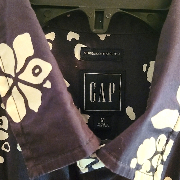 Gap Aloha Shirt Navy Blue Standard Fit Stretch. SIZE M - Picture 2 of 3